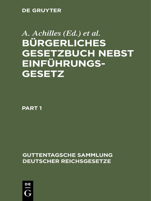 cover image of Bürgerliches Gesetzbuch nebst Einführungsgesetz